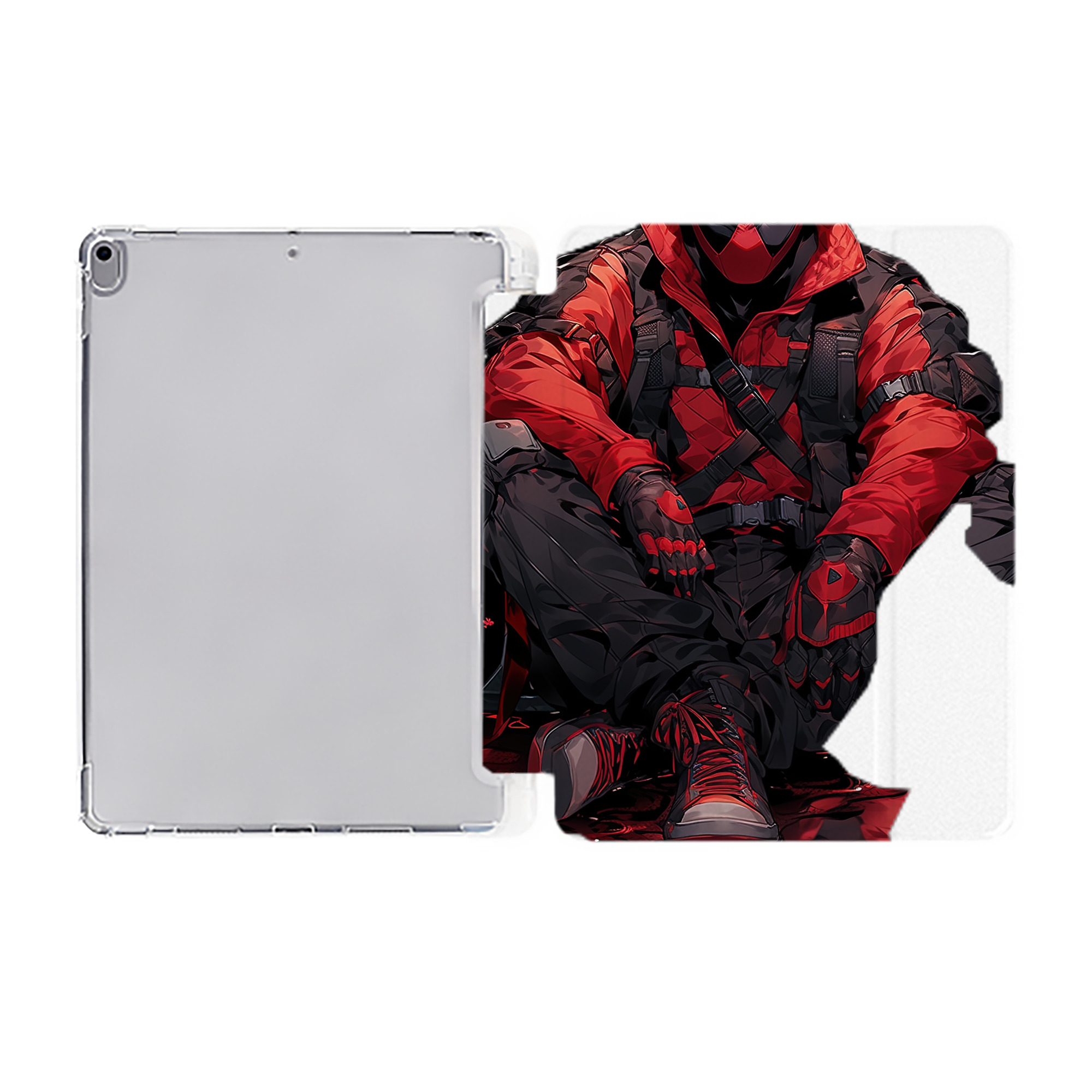 （画像用） Deadpool デッドプール IPad ケース ペン収納付き 三つ折りスタンド PUレザー×シリコン 対応機種9.5/10.5/10.9インチ